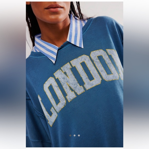 We The Free London Graphic Camden Pullover in Navy Combo - Picture 2 of 4